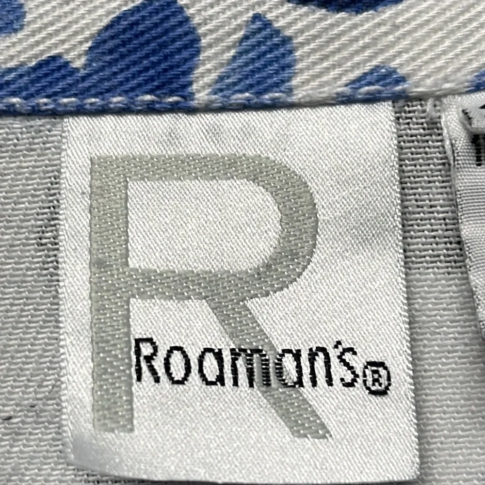 Roaman’s Blue & White Floral Denim Jacket 16W - Picture 5 of 15